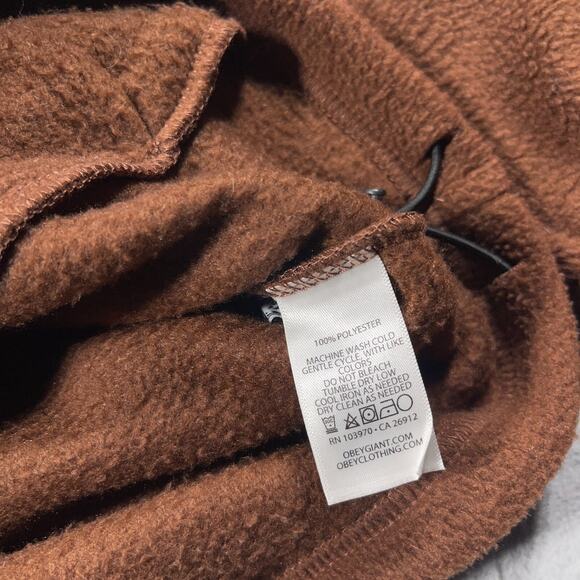 Obey Alley Sepia Quarter Zip‎ Sweatshirt Men Small Brown - Picture 7 of 9